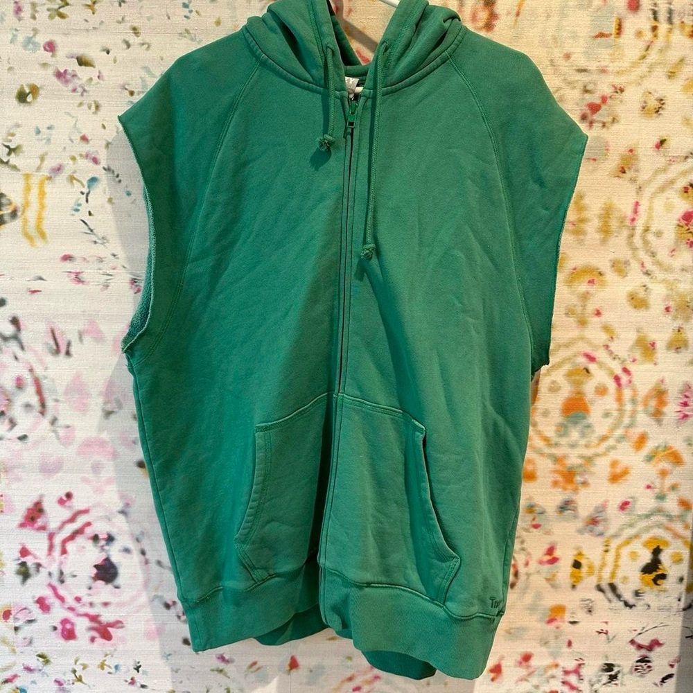 Aritzia Green Sleeveless Hoodie Vest